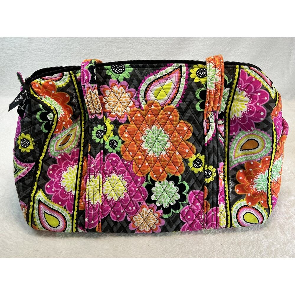 Vera Bradley Quilted Duffle Bag Weekender Travel Tote Floral Paisley Multi-Color